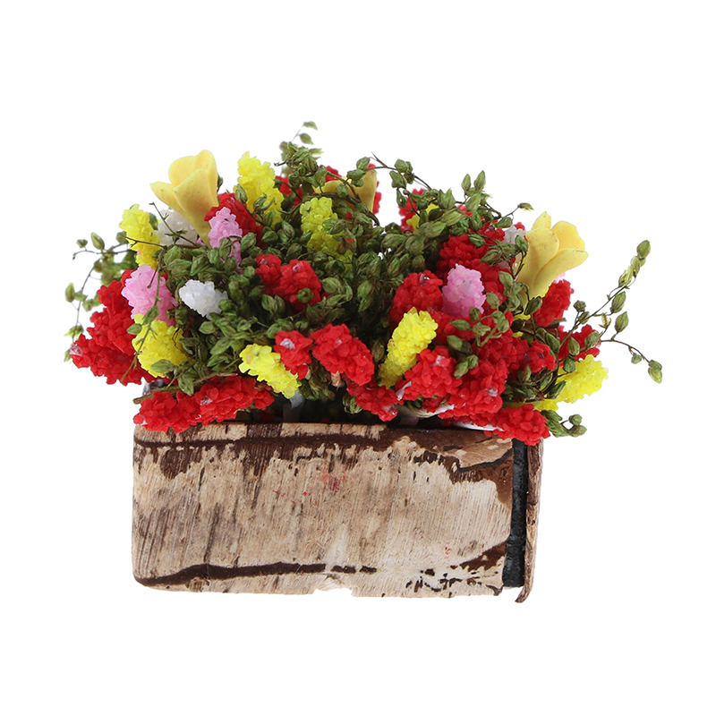 Terracotta Pot - พุ่มไม้บอนไซจิ๋ว1ชิ้นพร้อมกระถางไม้ขาย1/12ตุ๊กตากระถางดอกไม้ของเล่นตกแต่งหลากสี