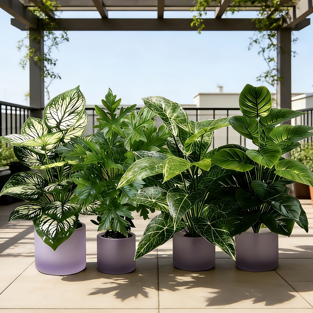 Snake Plant - ต้นไม้ประดิษฐ์ 4 ชิ้น พร้อมใบ 48 ใบ