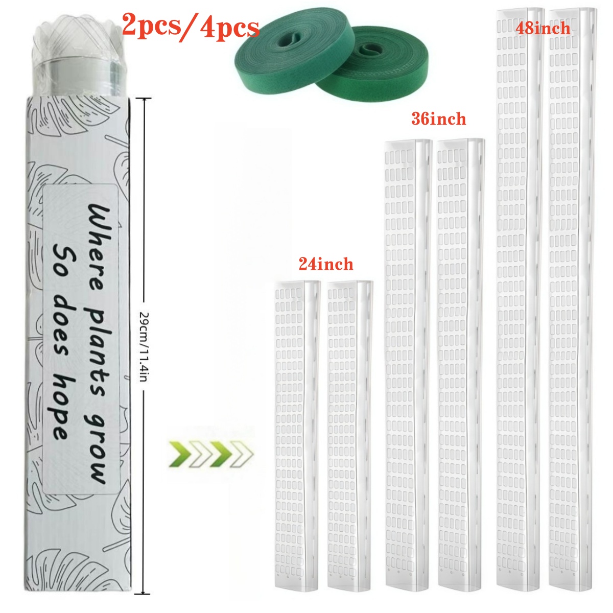 Plant Support Stake - เสาพลาสติกสำหรับพืชเลื้อย สามารถวางซ้อนกันได้ ใช้สำหรับพืชตระกูลมอนสเตอร่า พร้อมเชือกสำหรับผูกต้นไม้ เหมาะสำหรับปลูกในบ้าน เช่น