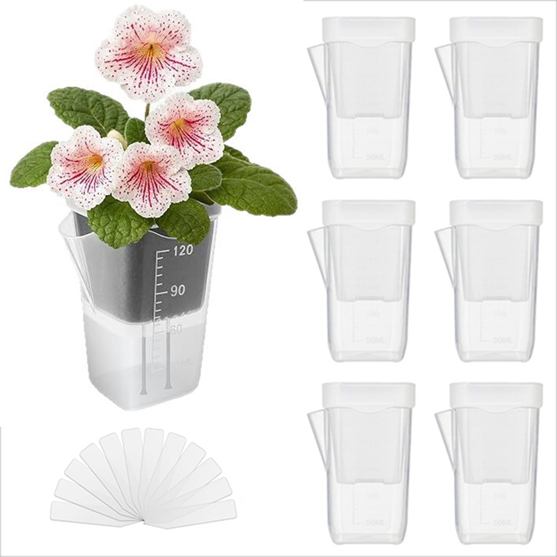 Pothos - กระถางปลูกต้นไม้แบบรดน้ำเอง 16/32 ชิ้น – กระถางไฮโดรโพนิกใสพร้อมตัวบ่งชี้ระดับน้ำ, ตะกร้าตาข่ายด้านใน,